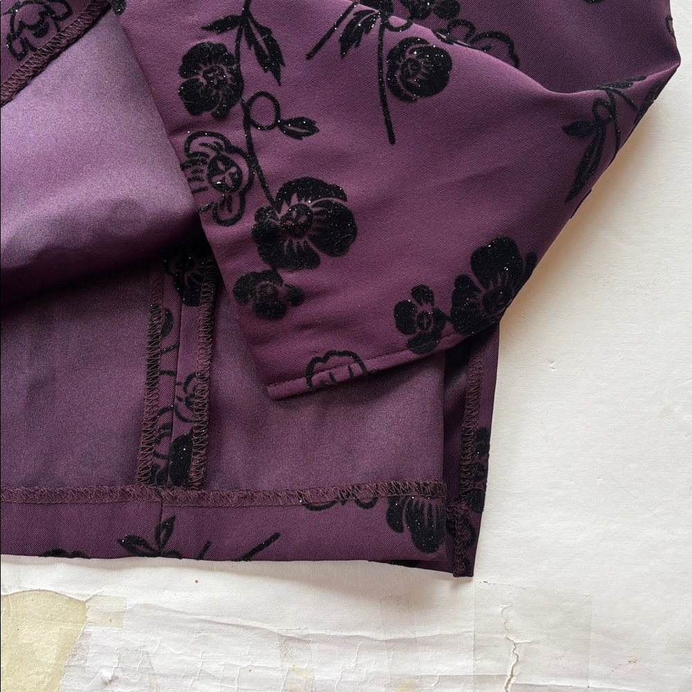 Vintage y2K 90’s Mini Dress Goth Purple Black Grunge Rose Slip NYE Velvet 6 Cute - Picture 9 of 17